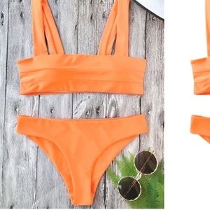 NWT Zaful Neon Orange Padded Bikini